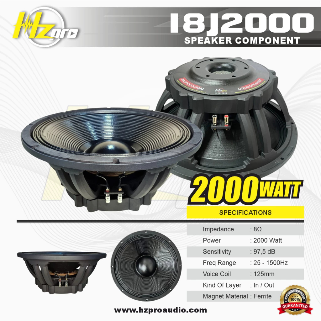 SPEAKER KOMPONEN 18 Inch HZ PRO 18J2000 ORIGINAL
