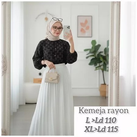 RANIA KEMEJA ATASAN RAYON MOTIF LD 110 / KEMEJA BLOUS WANITA / RAYON ATASAN / ATASAN WANITA / KEMEJA