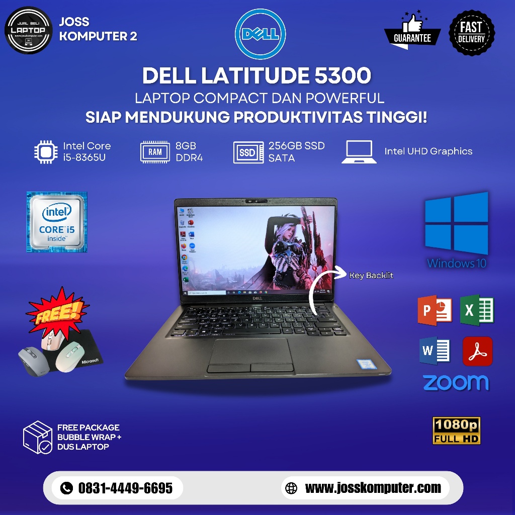 Laptop BUILT-UP Dell Latitude 5300 / Intel Core i5-8365U / RAM 8GB / SSD 256GB / Intel UHD Graphics 