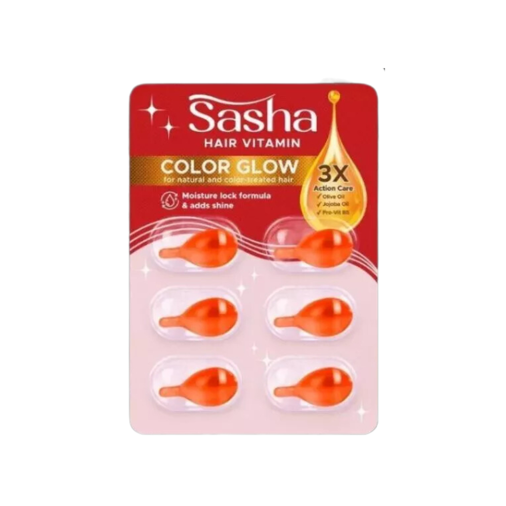 SASHA Hair Vitamin Color Glow 6's - Vitamin Rambut Blister