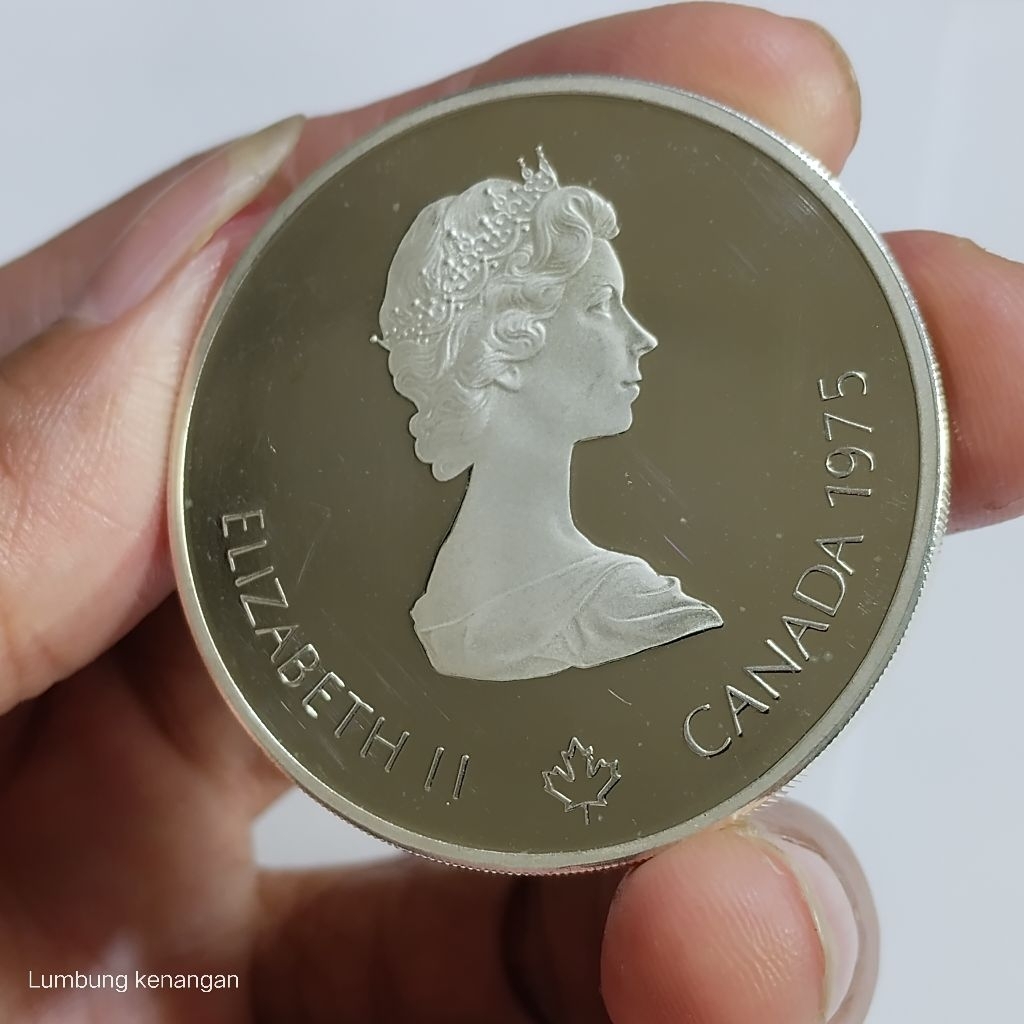 koin Silver 10 Dollar Elizabeth Canada 1975 koin perak
