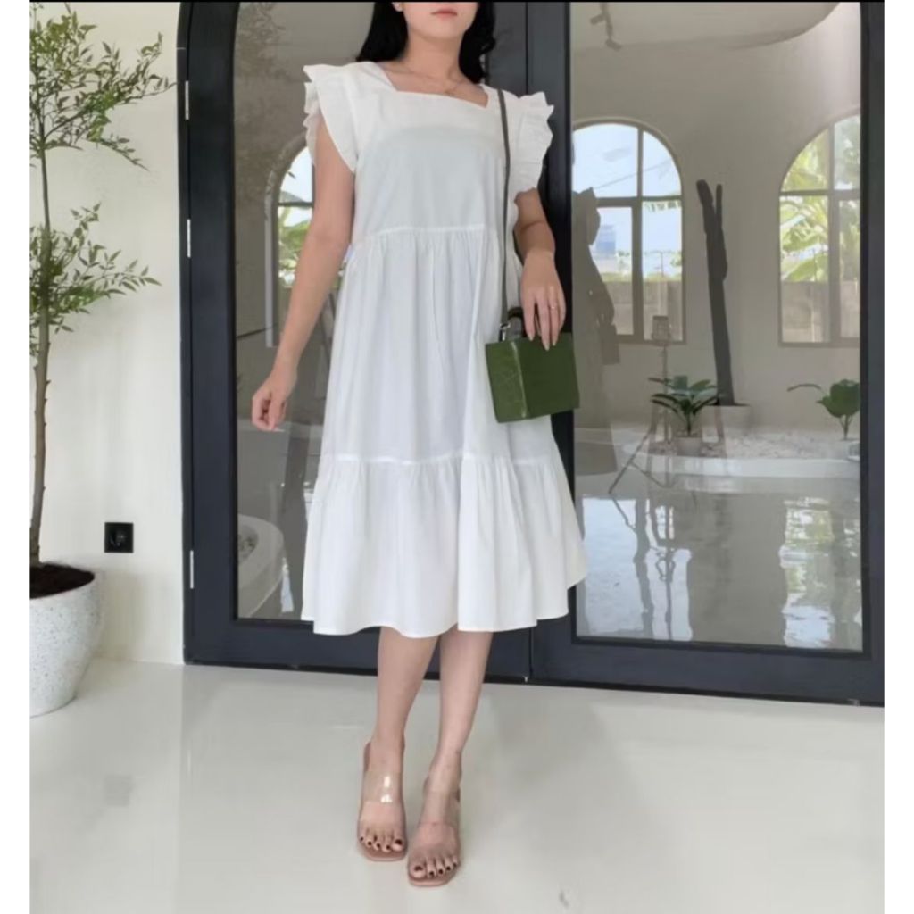 E230S - Dress Ruffle Wanita Lengan Pendek / Dress Pantai / Dress