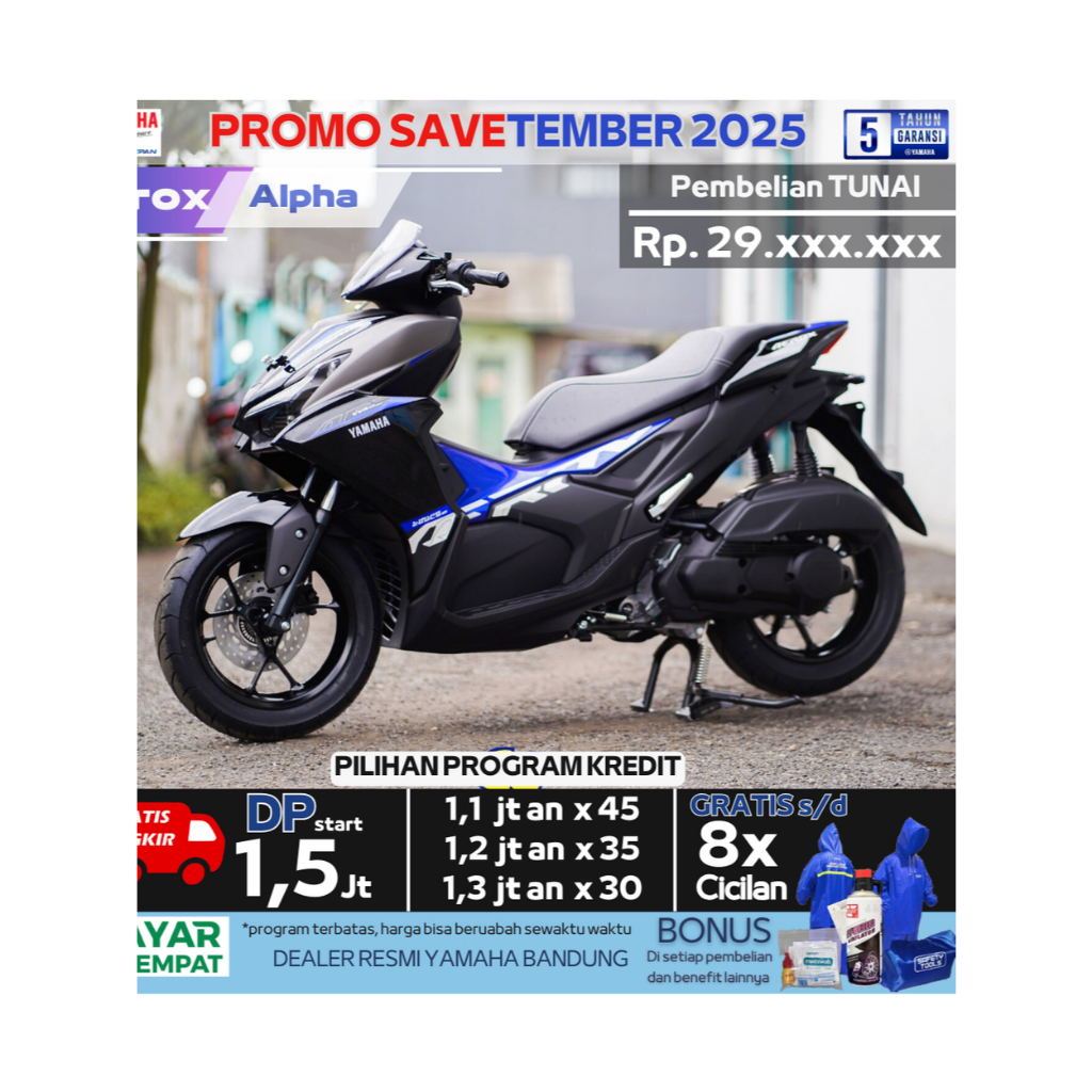 Motor Aerox Alpha 2025 Black / Motor Yamaha Aerox Alpha Hitam / Aerox Alpha Standar / Motor Matic ba