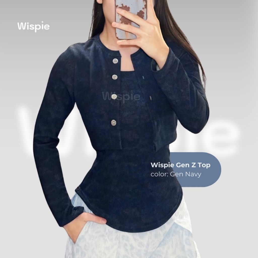 Wispie Gen Z Top | Atasan Rib Wanita kombinasi dengan Cardigan