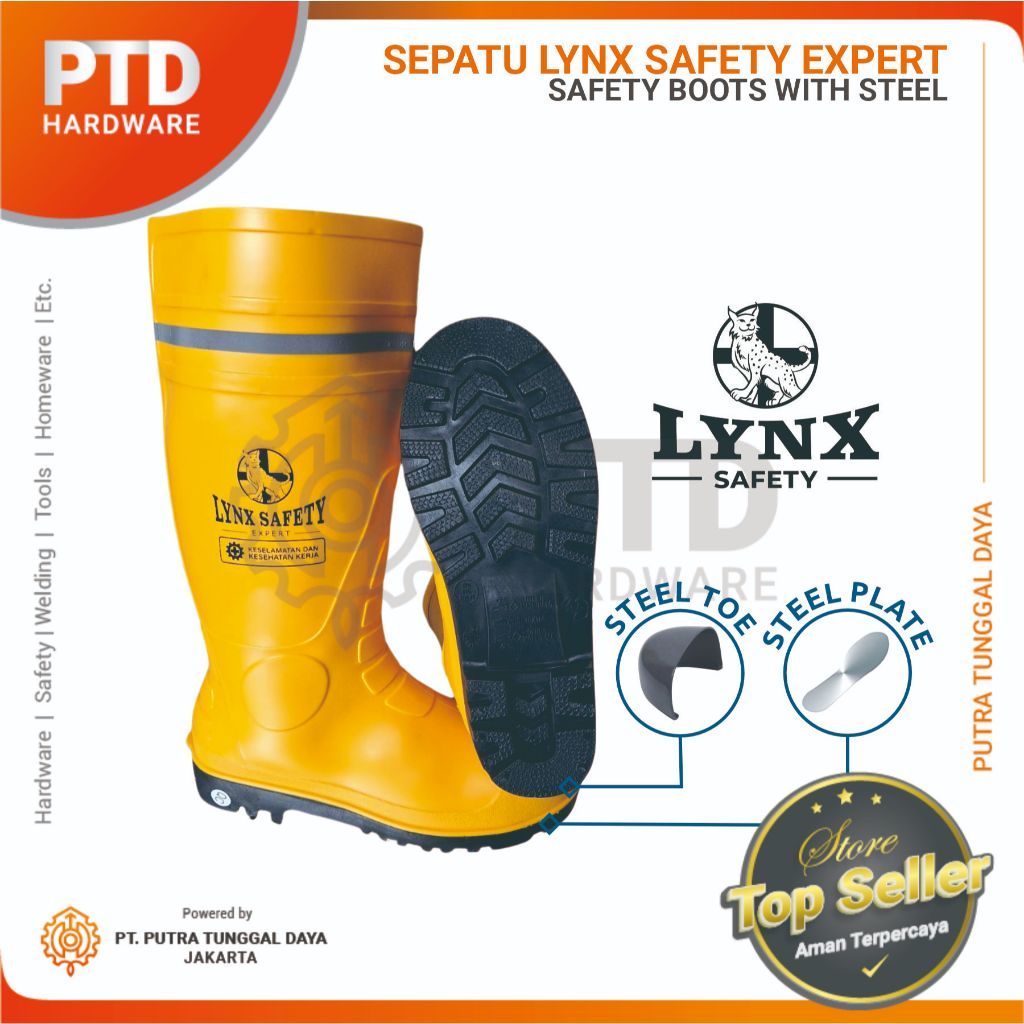 Lynx Safety Expert Sepatu Boots Safety Karet PVC Ujung Besi Pelindung Steel Toe