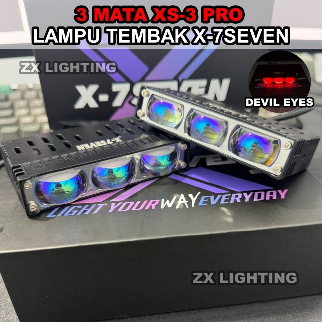 Lampu Tembak XS3 PRO X-7SEVEN 3 Mata Mini Laser 2 Warna 30 WATT Laser XS3 PRO SLIM PK