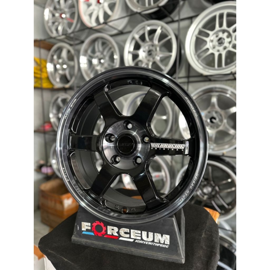 velg te37 r16 black glossy pcd 5x114 kondisi baru