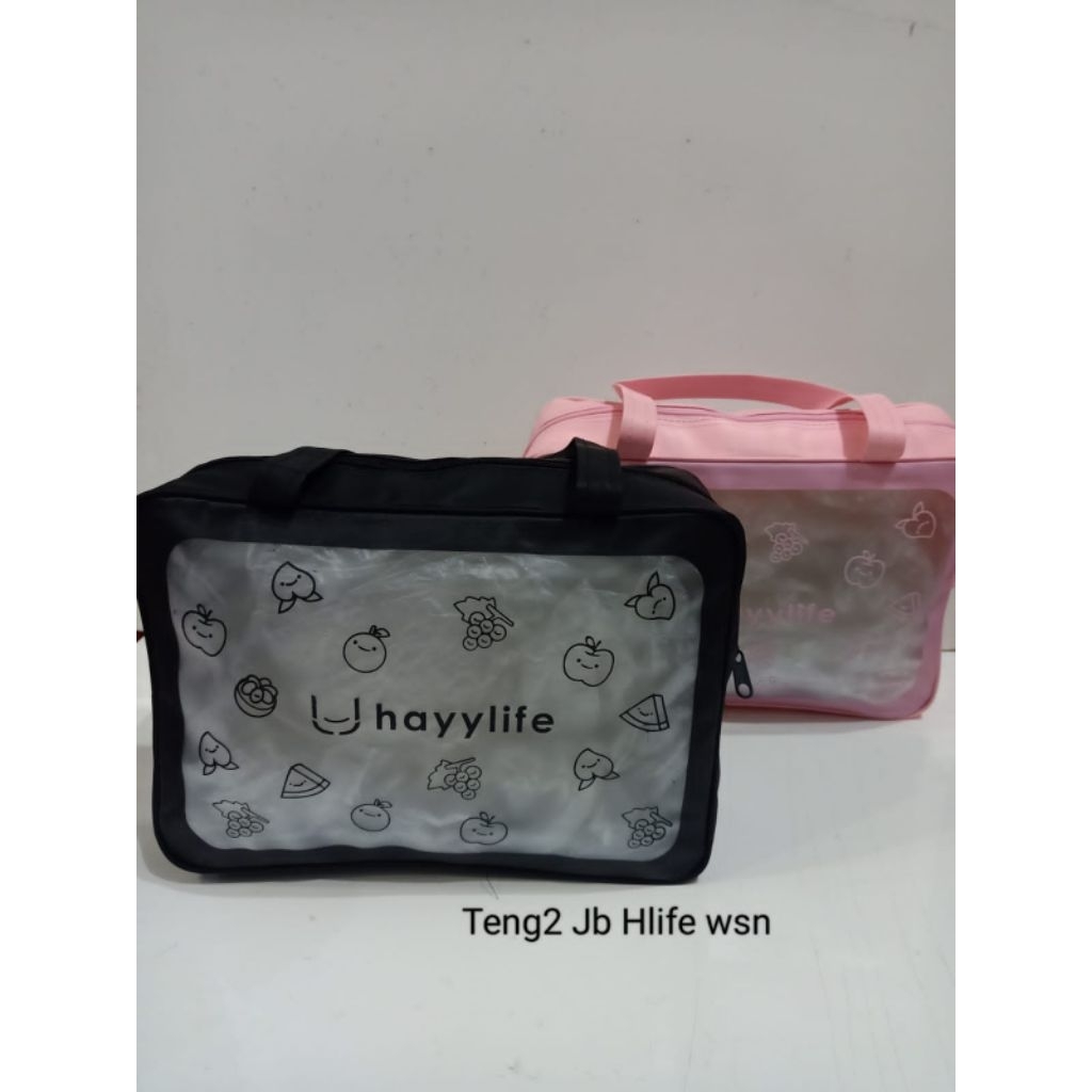 Hayylife make-up pouch anti air(tas make-up anti air) -tas kosmetik travel transparan