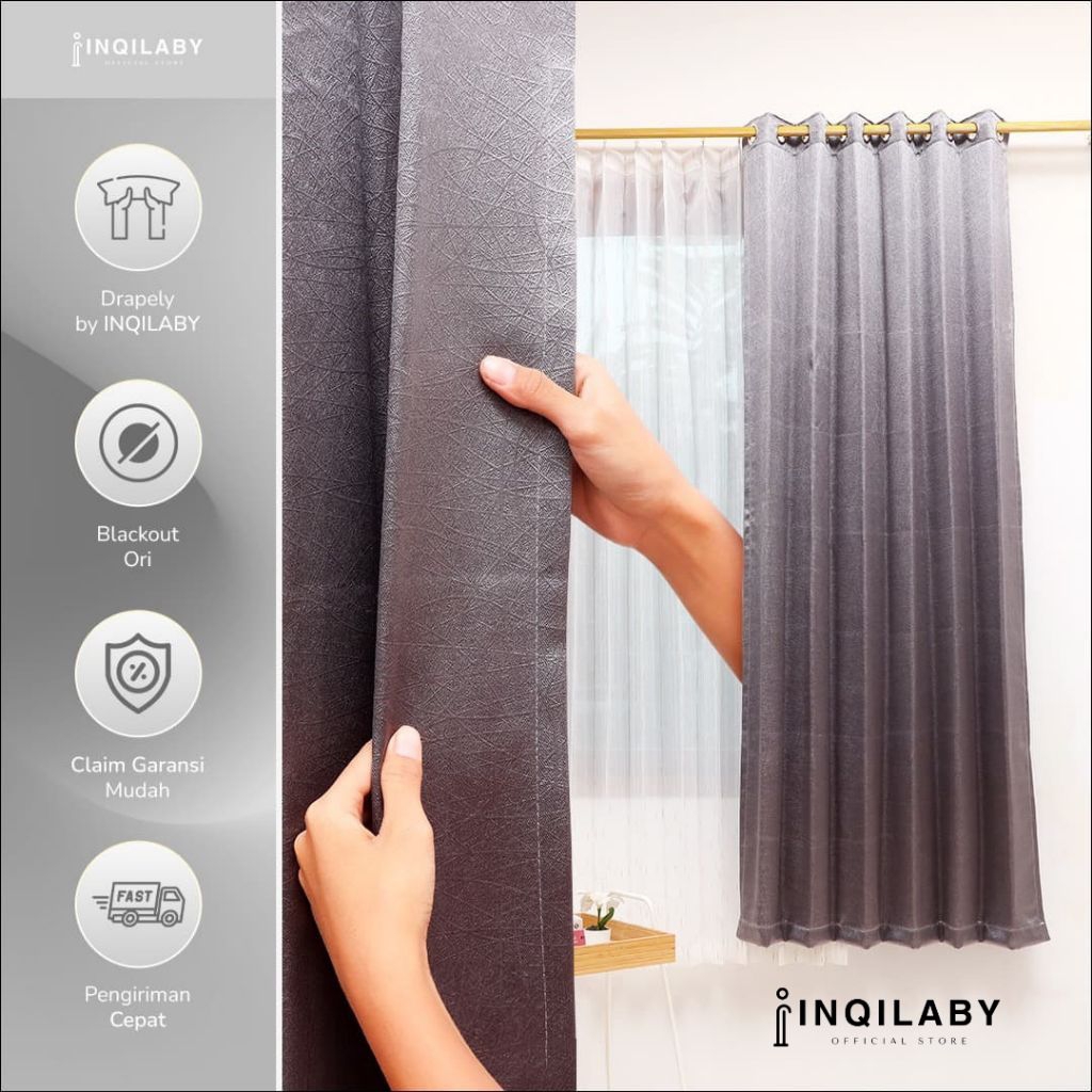 INQILABY | GORDEN BLACKOUT POLOS EMBOS GORDENG JENDELA DAN PINTU MINIMALIS PREMIUM TEBAL GLOSSY MENG