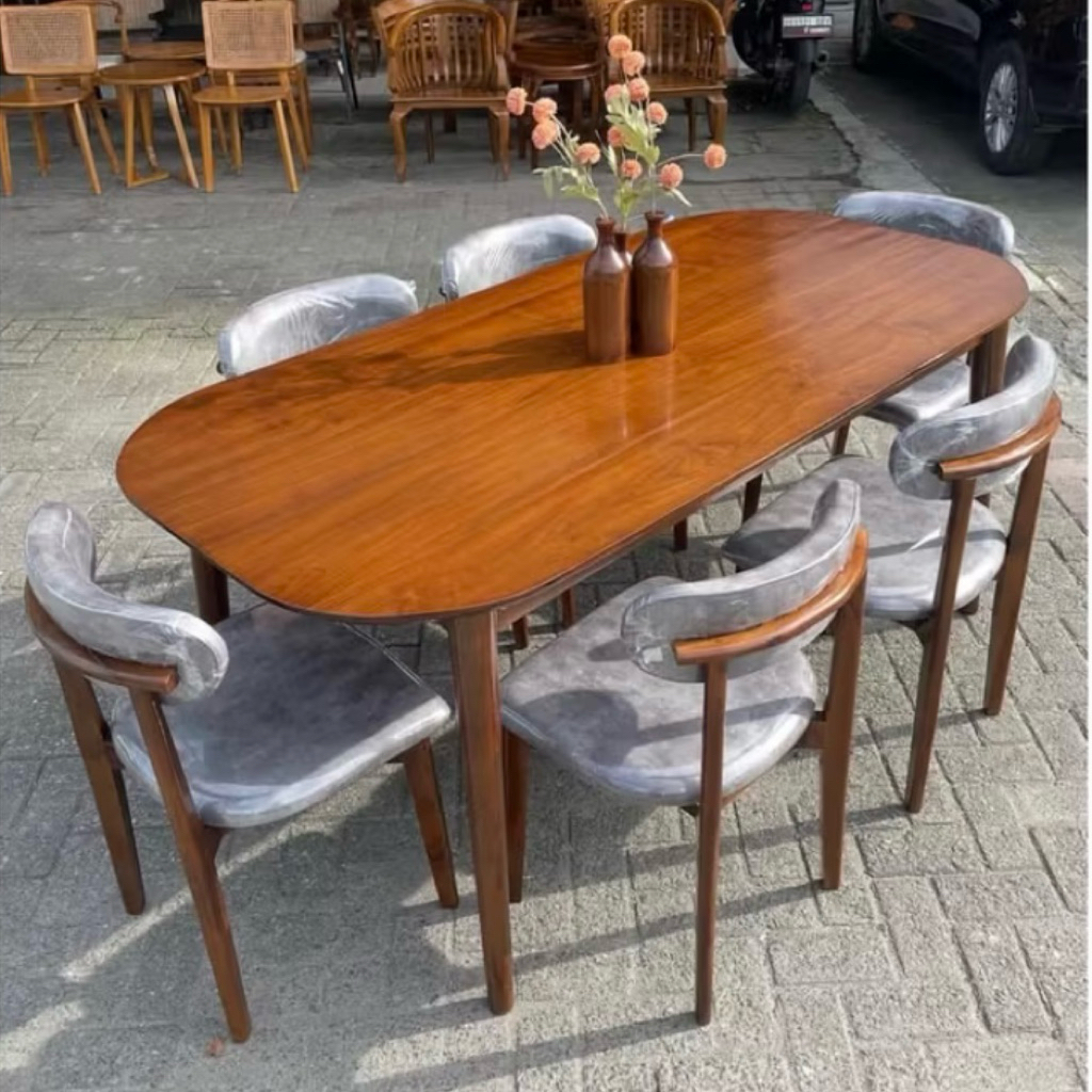 Set Meja Makan Kayu Jati Set Meja Makan 6 Kursi