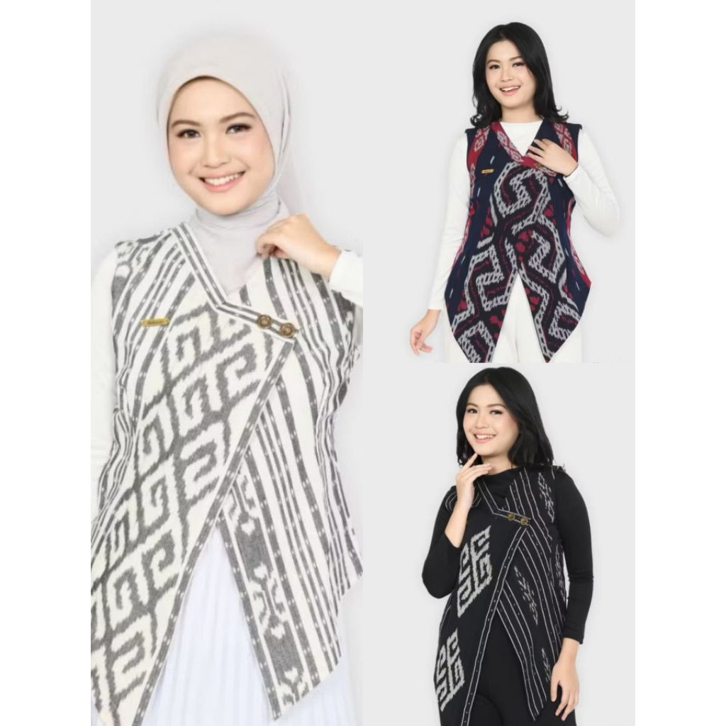 Rompi Outer Tenun Ikat Wanita – Baju Atasan Batik Modern Muslimah