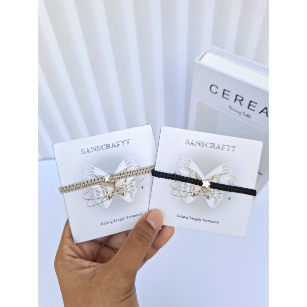 Gelang Couple Bintang | Gelang Couple Serut Bintang Abu Hitam