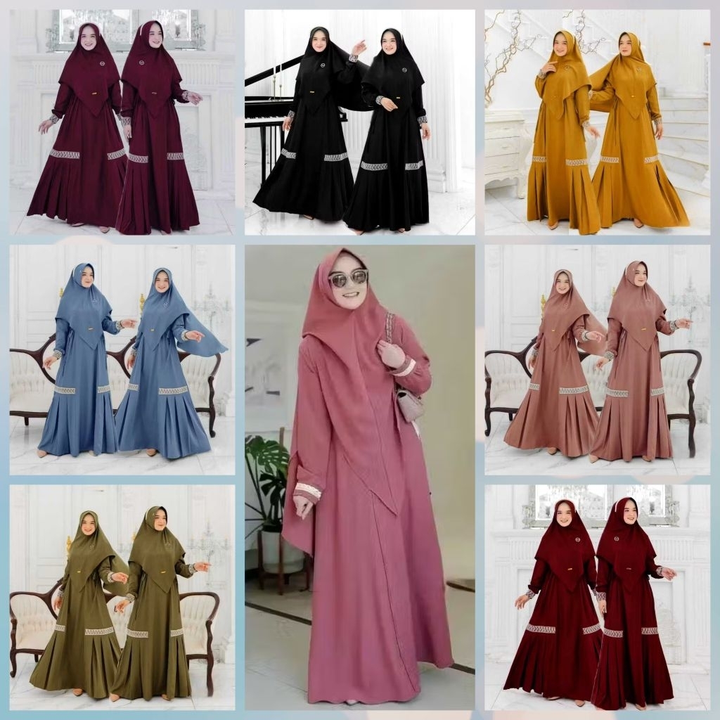 BAJU MAXI DRESS GAMIS WAROHMAH IBU WANITA MUSLIM FREE HIJAB KHIMAR BAHAN CRINKEL CRINKLE AIRFLOW UNT