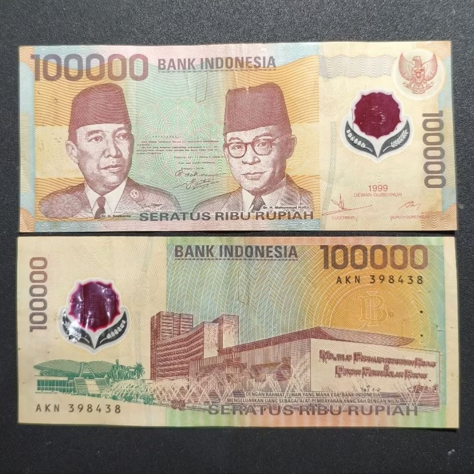 Koleksi Uang Polymer 100000 Soekarno Hatta Tahun 1999