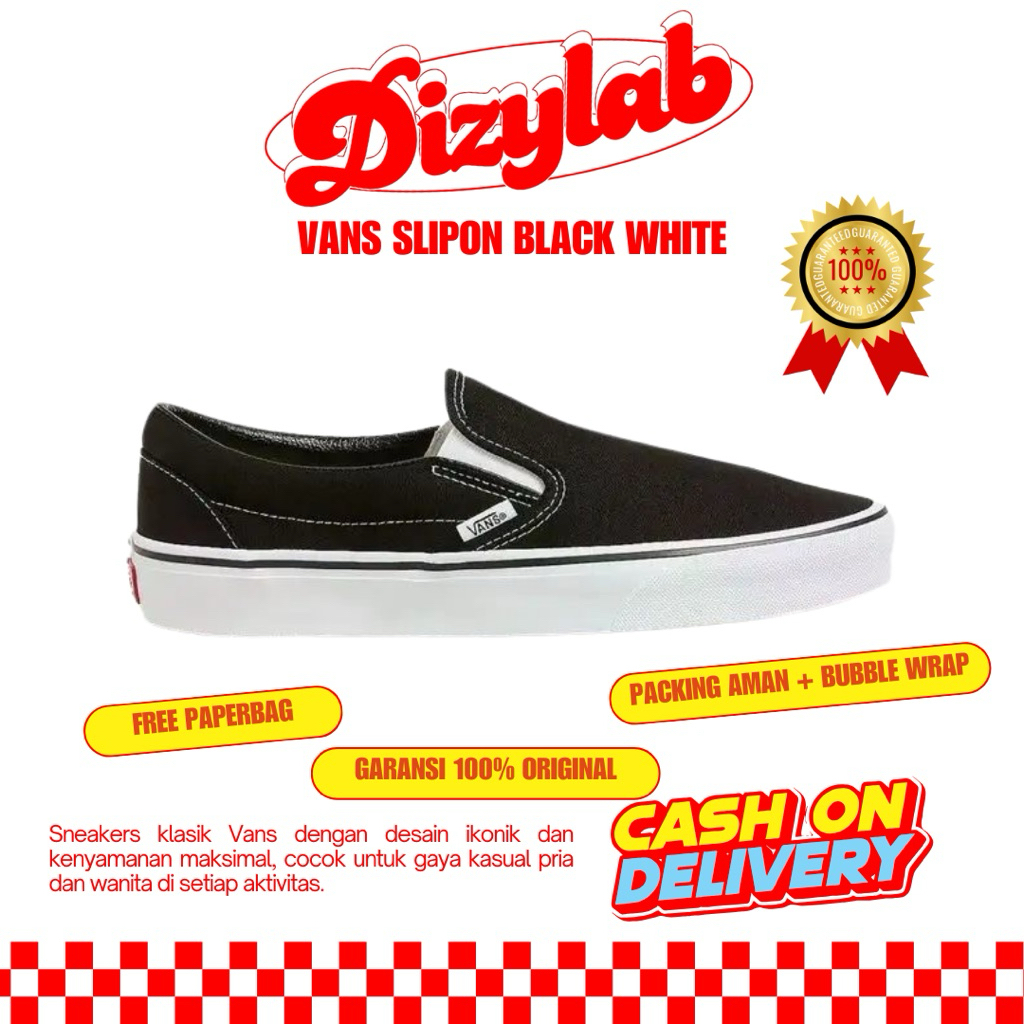 V4NS SLIPON BLACK WHITE CLASSIC