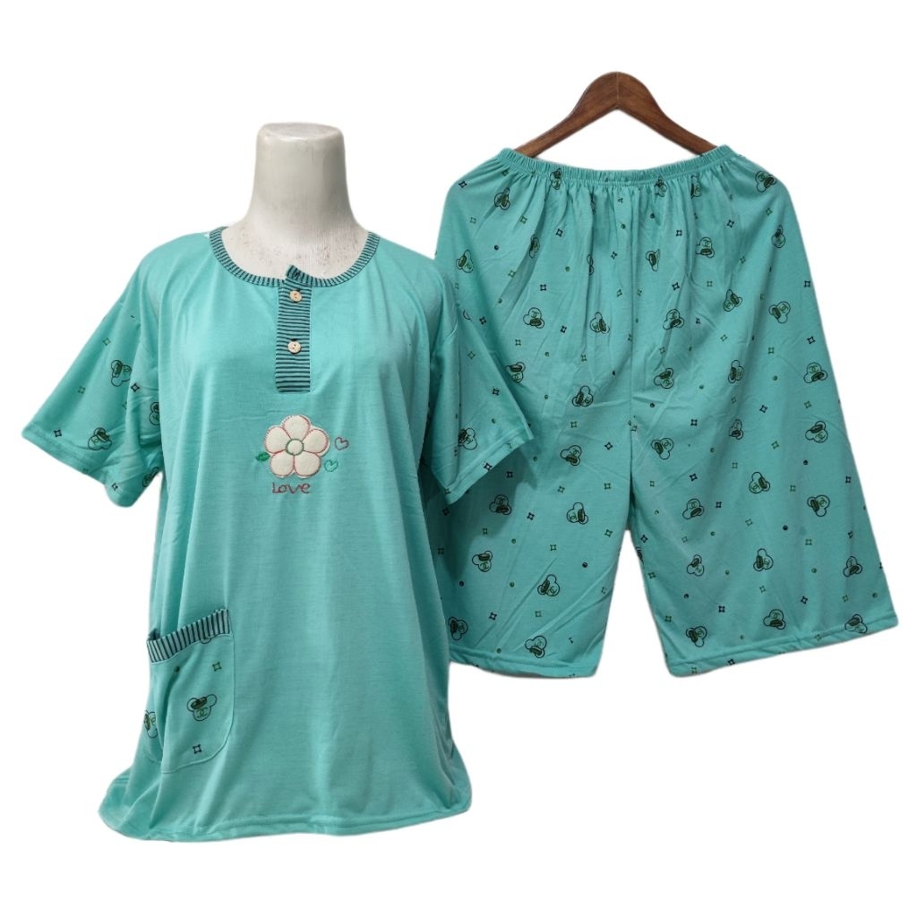Babydoll 3/4 Jumbo Bahan Kaos Setelan Jumbo Baju Tidur Wanita Dewasa