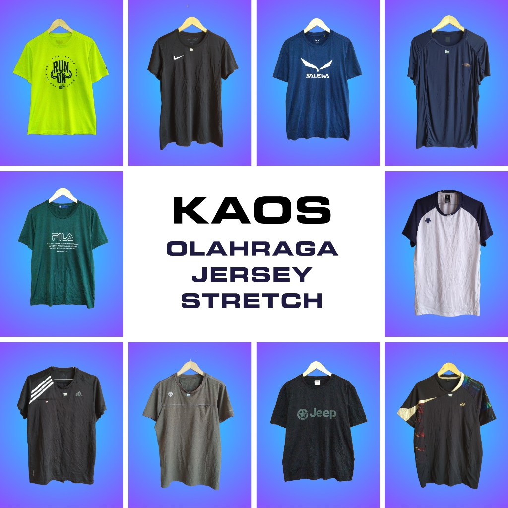 Vol 1 Kaos Olahraga Jersey Stretch - Ringan & Elastis | Running, Gym, Training, Outdoor