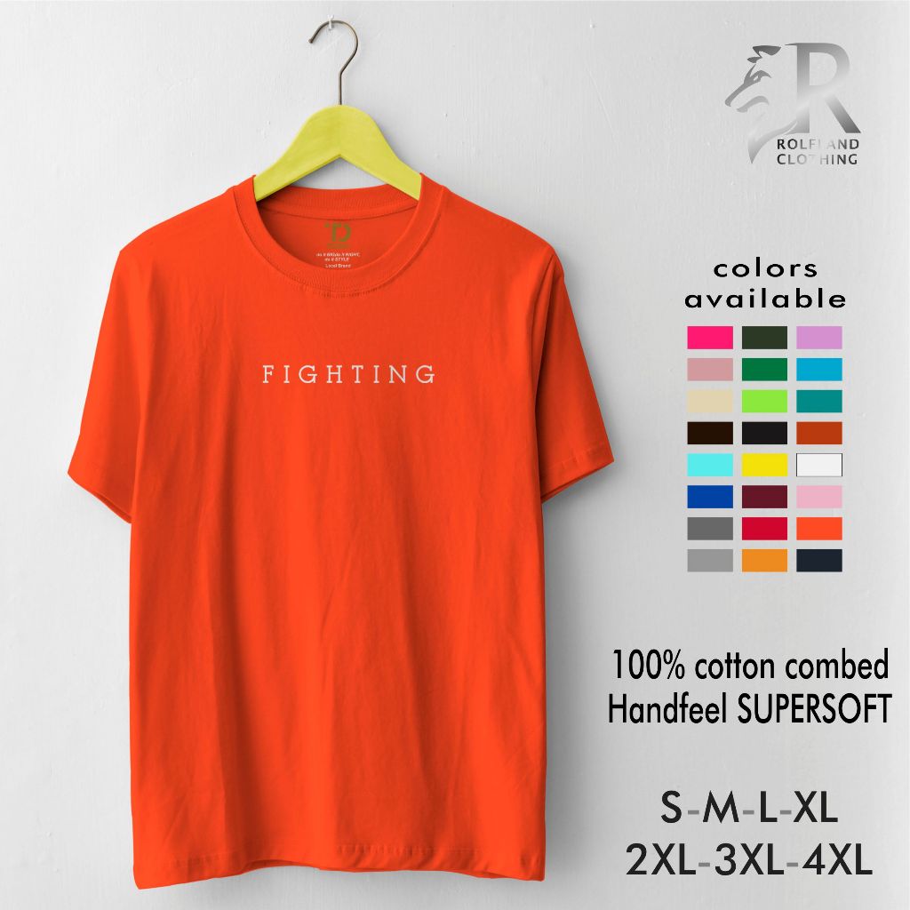 Kaos Distro Murah Jumbo Bandung Original Polos dan Motif Fighting Orange Sporty Streetwear