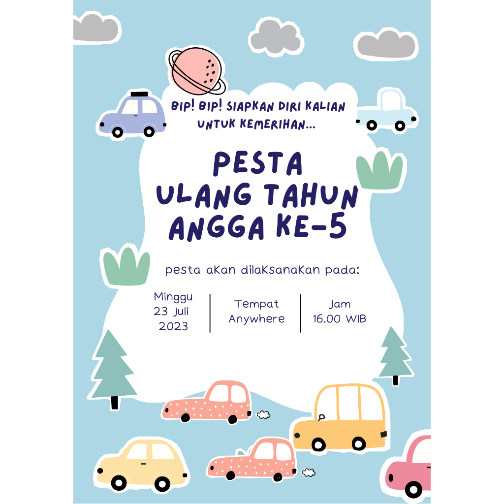 Undangan Ultah Custom Nama & Desain | Undangan Ulang Tahun Anak / Dewasa Unik & Lucu anak birthday