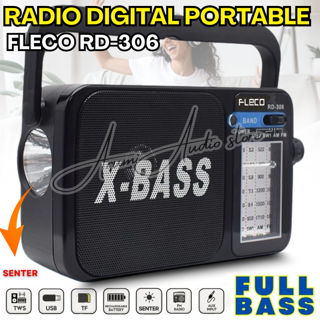 Radio Speaker Fm/Am Portable Murottal Mini Fleco Rd-306 Pocket Radio Internasional / Radio Portabale