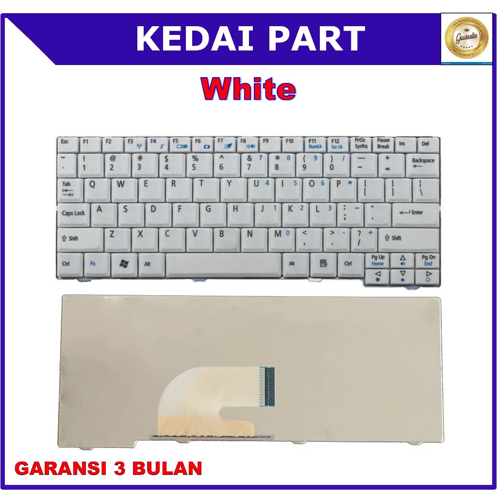 KEYBOARD ACER ASPIRE ONE 531 AO531 531H ZG5 ZG8 N214 A110 A150 D150 D250 PUTIH WHITE