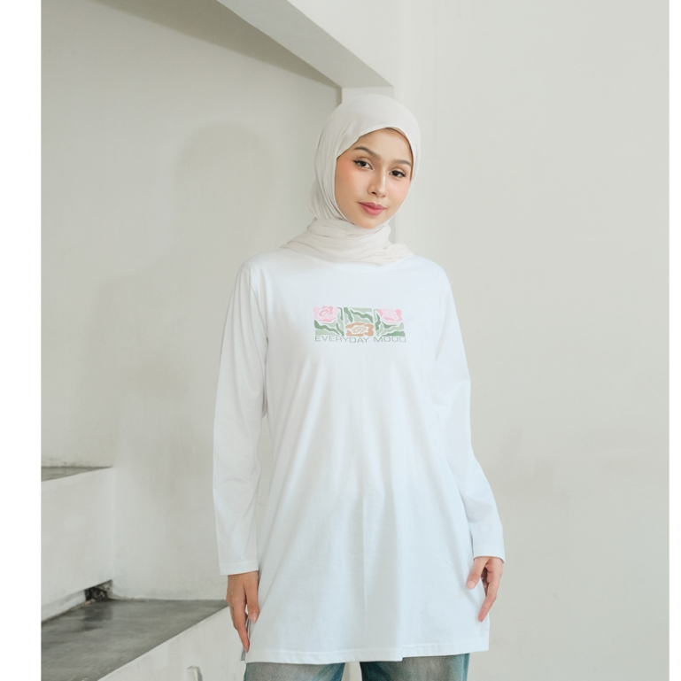 Sekido - Mood Tunik Kaos Combed Nyaman Putih dan Cream