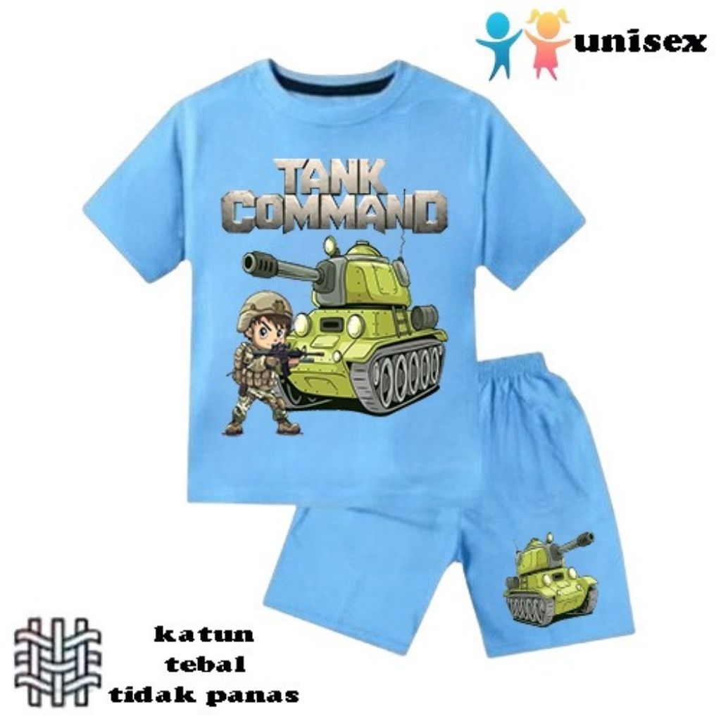 setelan baju anak laki-laki perempuan baju kaos anak laki-laki perempuan motif mobil tank tentara um