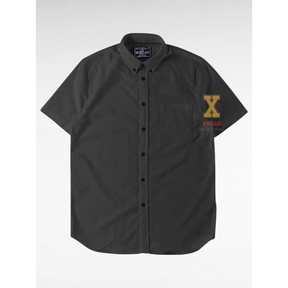 Baju Kemeja Polos Pria Lengan Pendek Jumbo Big Size M-XXXL Warna Abu Abu Tua | Atasan Hem Katun Dist
