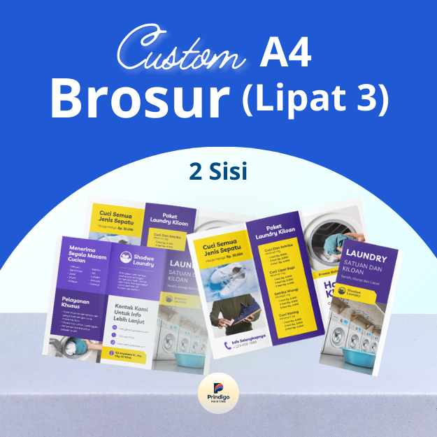 Brosur A4 2 Sisi Bolak-Balik (LIPAT 3) Full Color FREE JASA DESAIN