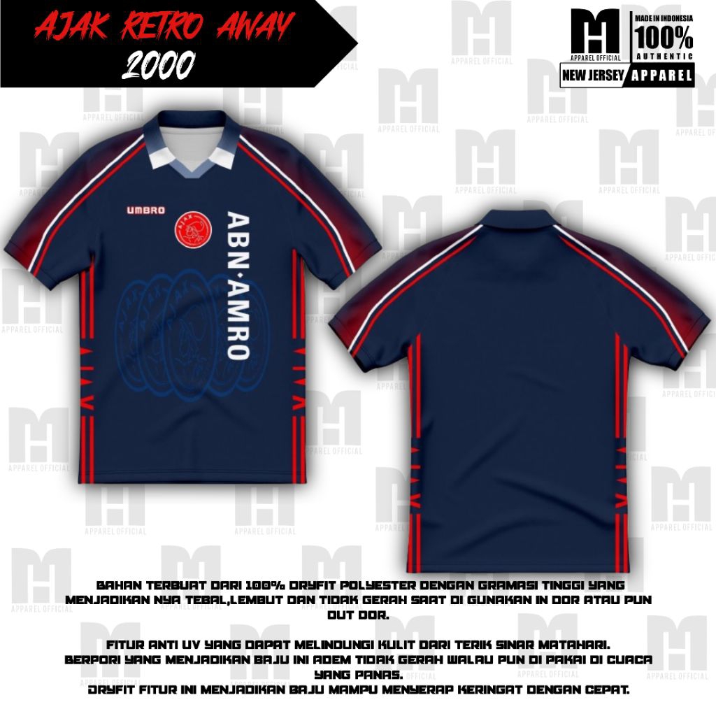 Jersey Retro klasik ajax amsterdam 1996/1997 fullprinting bisa costume nama dan nomor suka suka