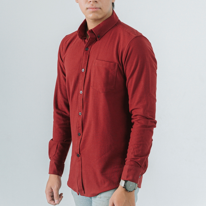 Loku Kemeja Pria Lengan Panjang Katun Pique | Original Cotton Pique Basic Shirt