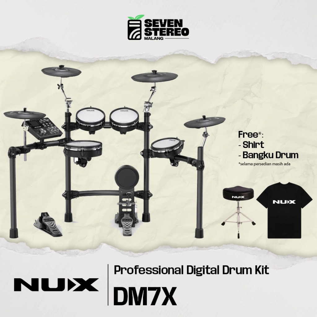 NUX DM7X Electric Drum Set – All Mesh Head Drum Elektrik Profesional dengan Modul Suara Lengkap