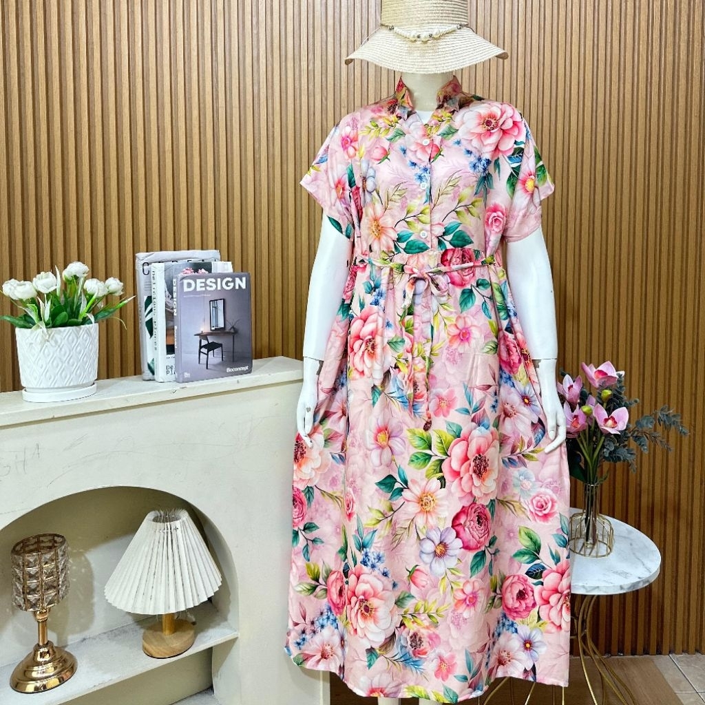 pusatdastermurah Daster kerah shanghai busui kancing rayon ld110 panjang