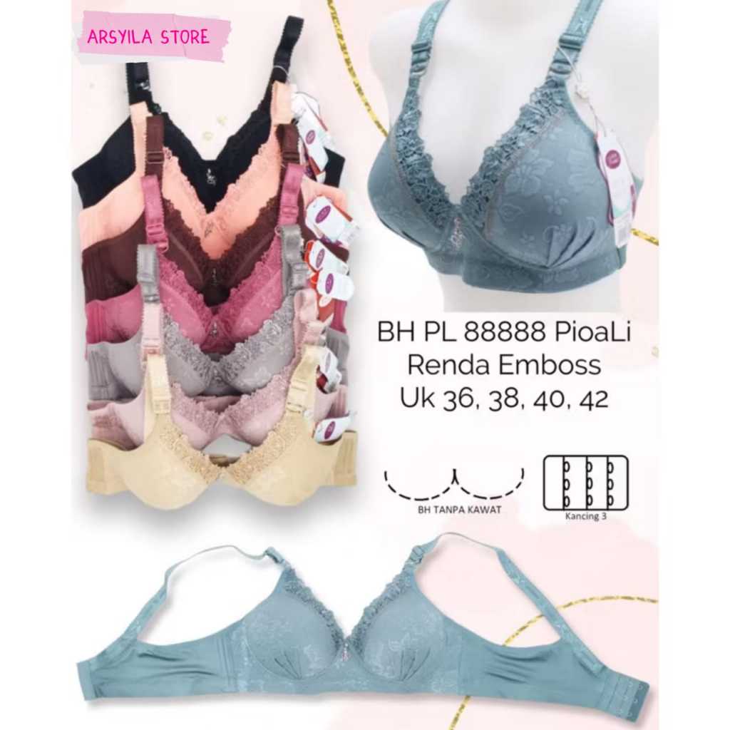 Bra Piaoli PL 88888 Tanpa Kawat Nyaman 3 Kait || Bra Wanita Piaoli PL 88888 Busa Lembut Elegan