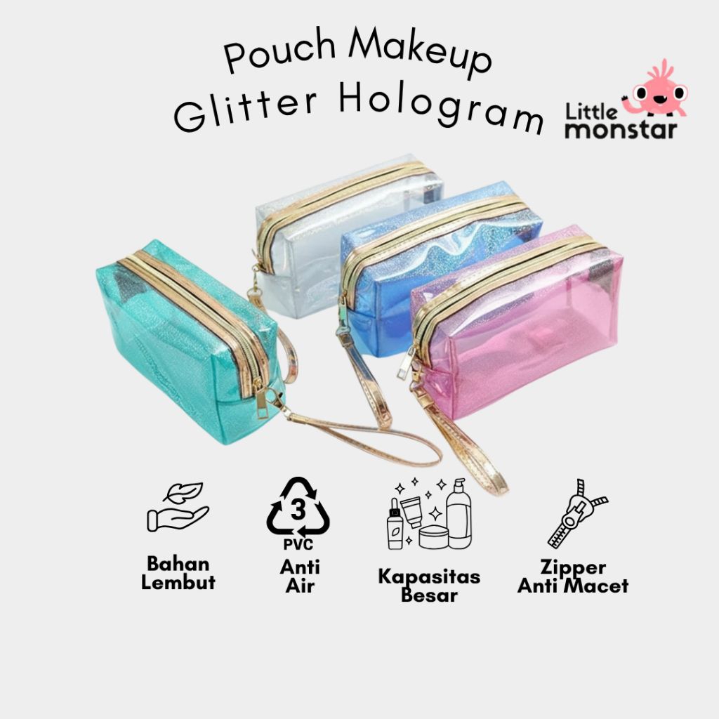 Tas Make Up Pouch Make Up Tas Kosmetik Transparan Travel Bag Pouch Kosmetik Transparan PVC Anti Air 