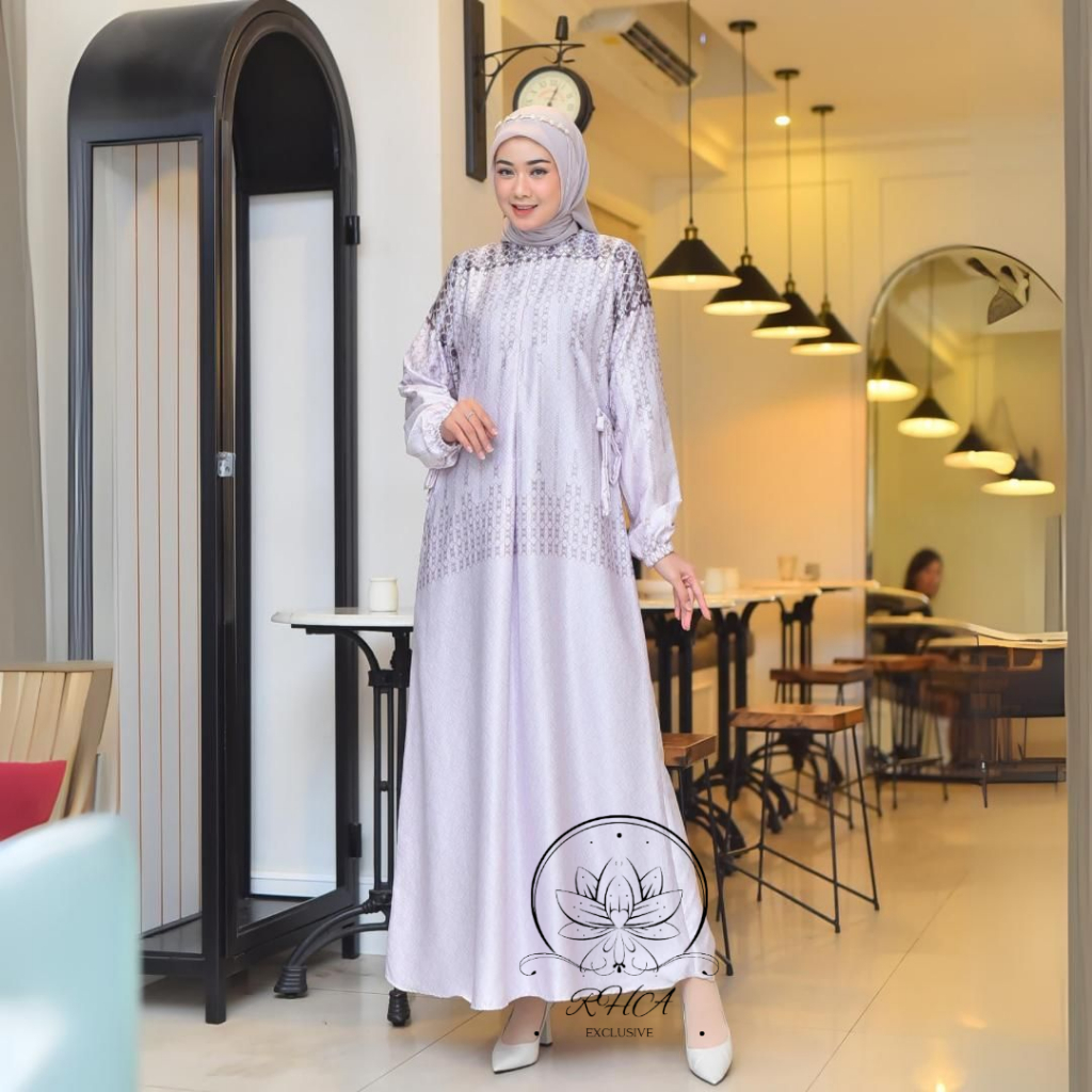 Gamis Wanita Silk Premium Adem Jatuh | Gamis Muslimah Elegan LD JUMBO 130-DELISA ICE BLUE