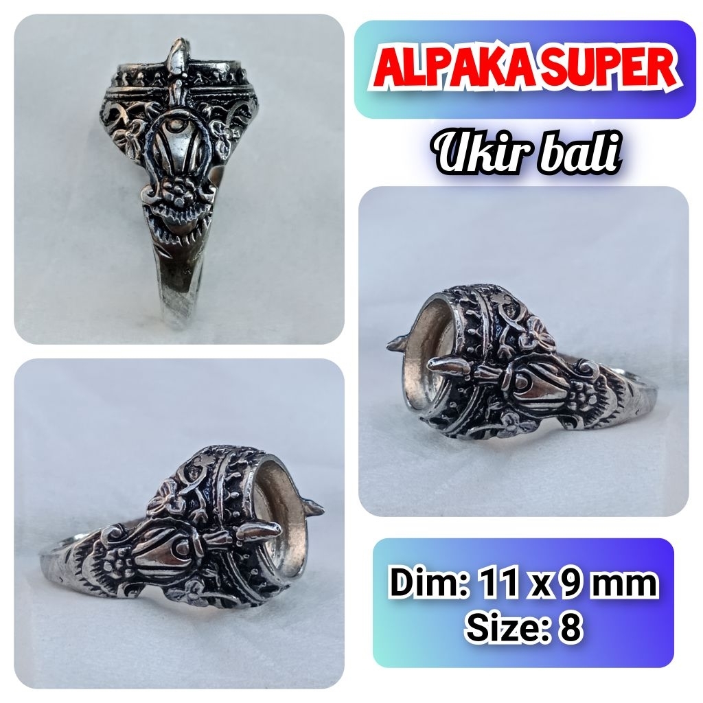 cincin emban batu akik batu permata alpaka super ukir Bali.14