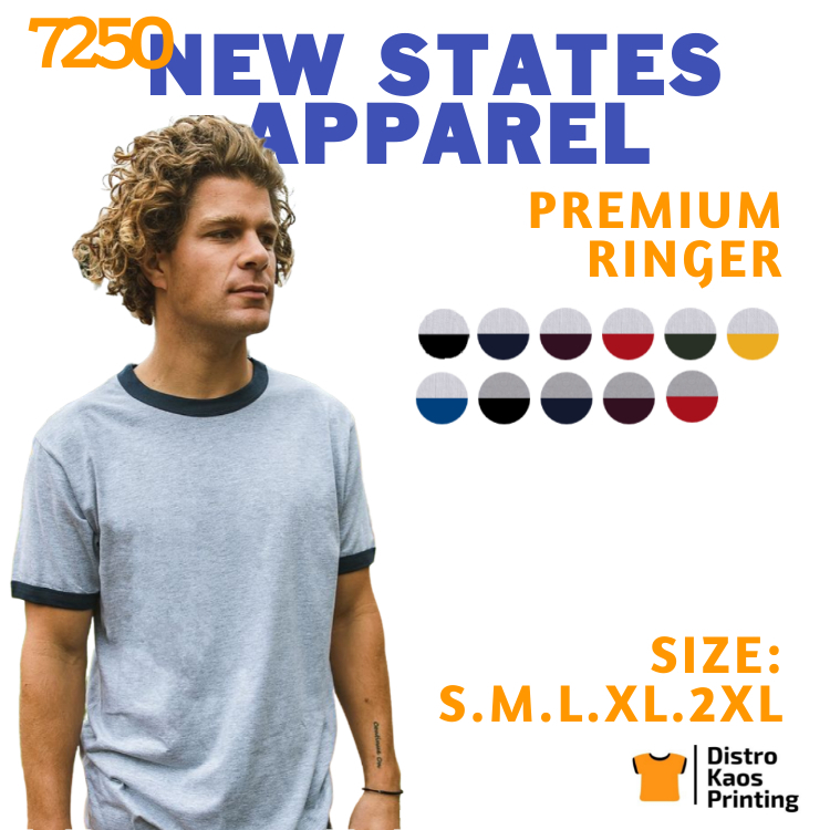 KAOS POLOS RINGER T-SHIRT NSA Premium Cotton 7250 Original | New States Apparel | Baju Distro Pria W