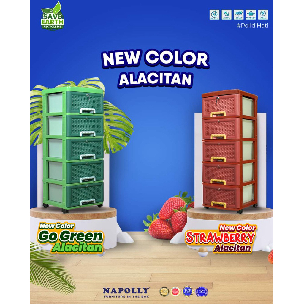 Lemari Laci Napolly 5 Susun Plastik Tebal ORIGINAL | homefurnishlampung