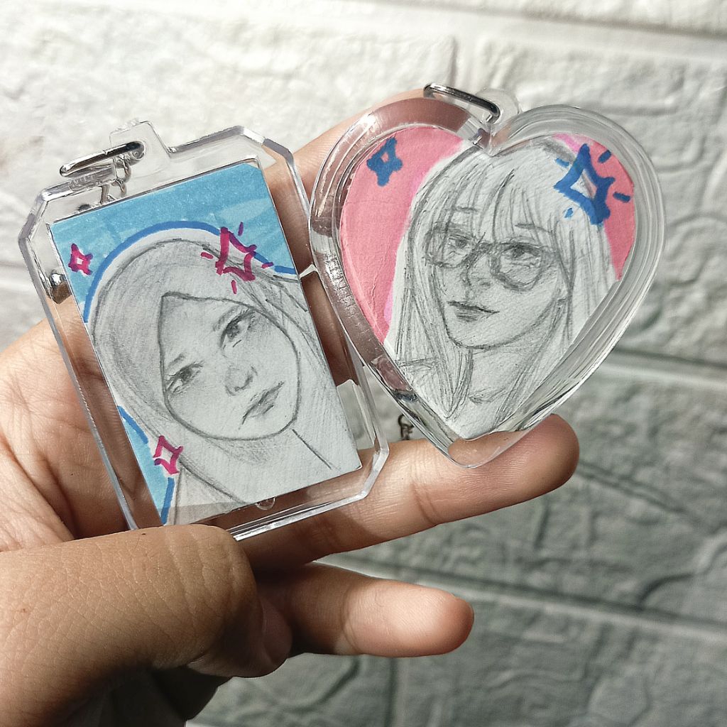 Acrylic Keychain Art | Gantungan Kunci Akrilik Custom Sketsa Wajah