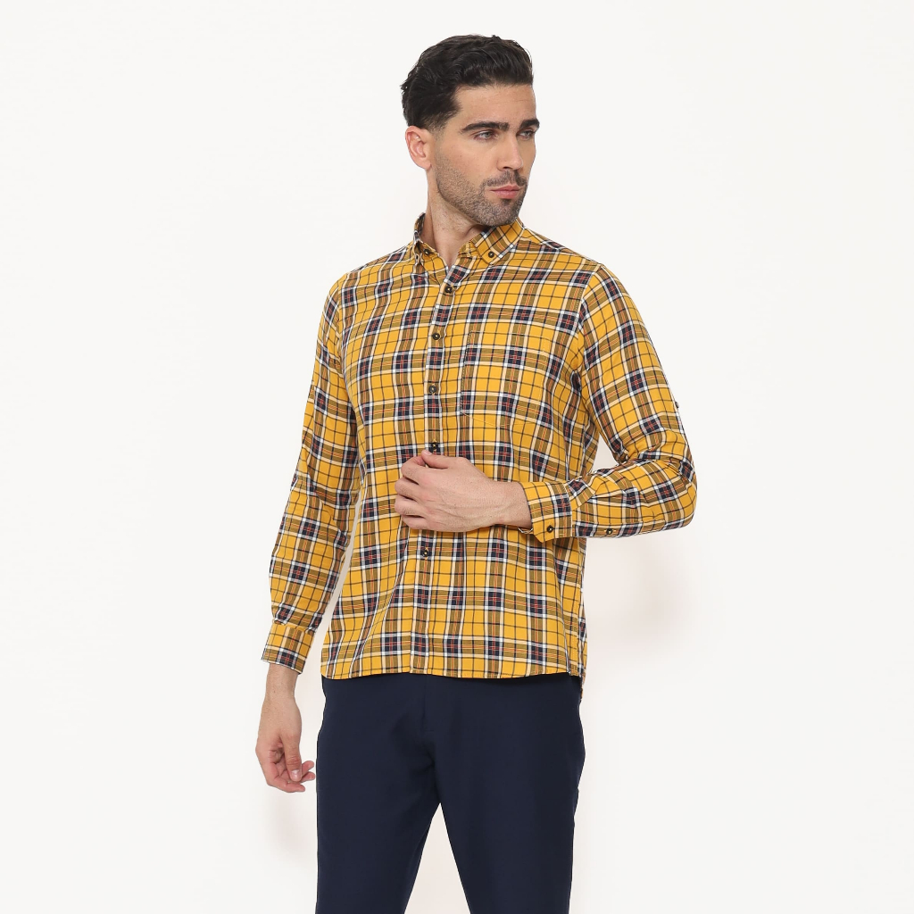 Schoeller Kemeja Pria Lengan Panjang Motif Kotak-Kotak – Elliot