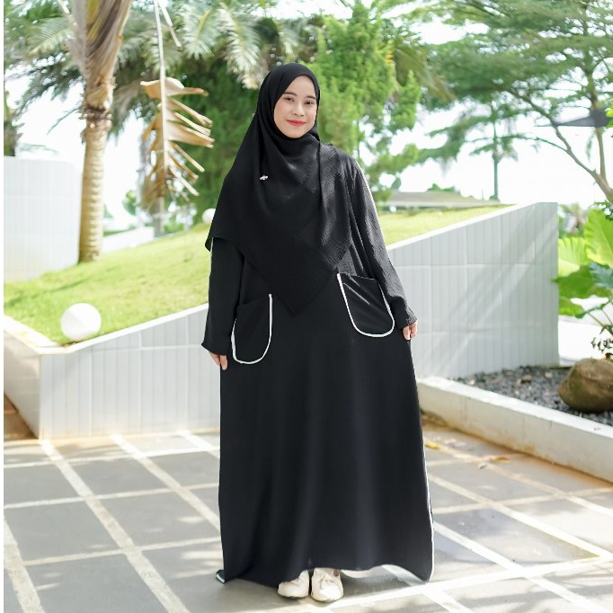 Hamza Store - Set Abaya Pasmina / Abaya Jumbo / Abaya Alisha Set Pasmina Oval / Abaya Free Brooch / 