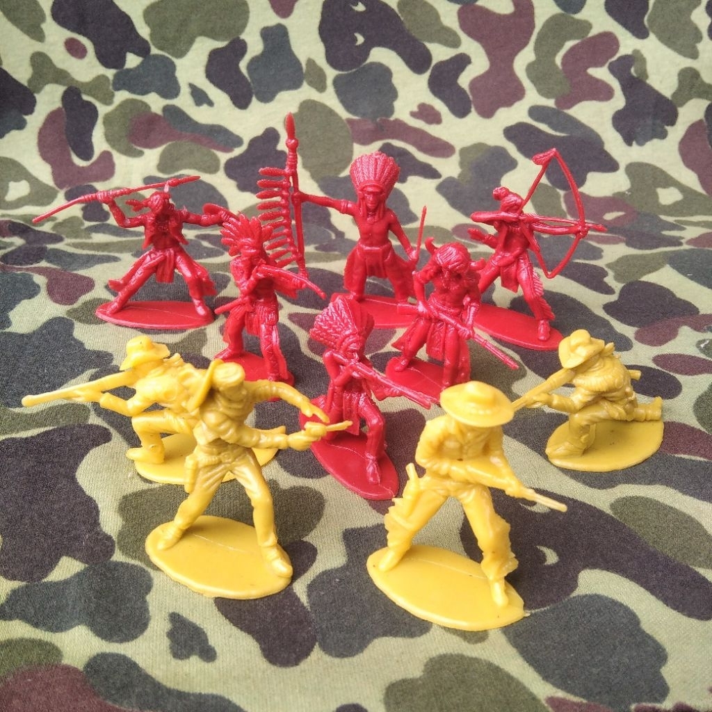 Figure Jadul Indian Apache Cowboy Vintage Plastic Toys Mohawk Tribes Static Figure