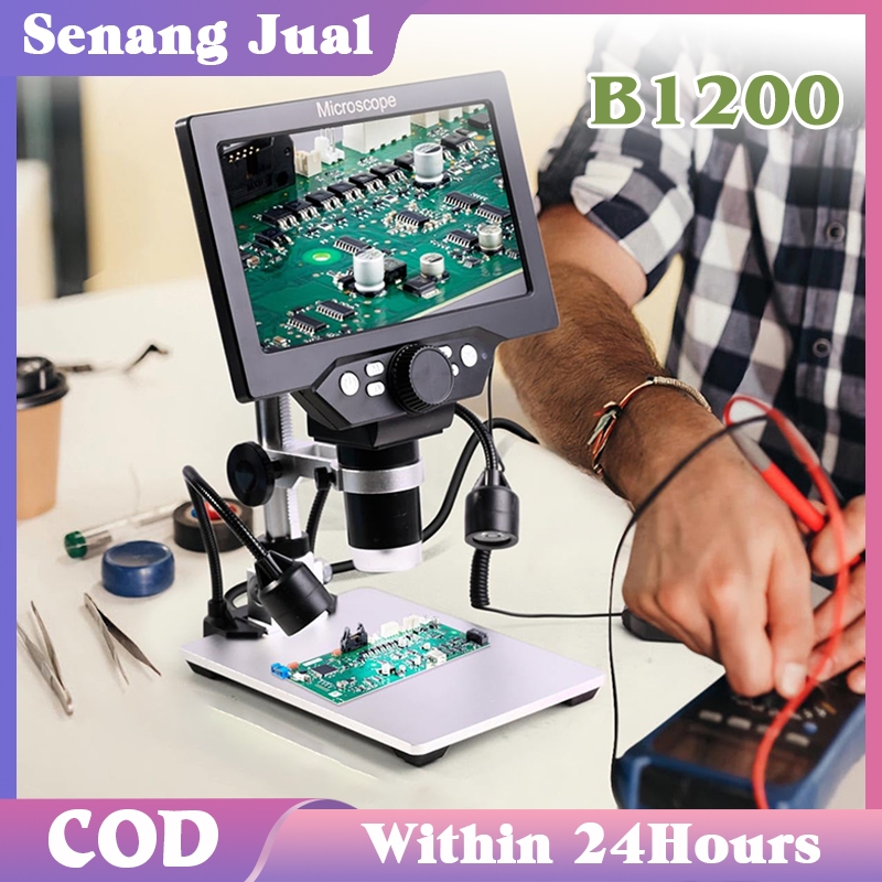 Mikroskop Digital 1-1200X Kaca Pembesar Amplifikasi Berkelanjutan 12MP Microscope Service Hp Second