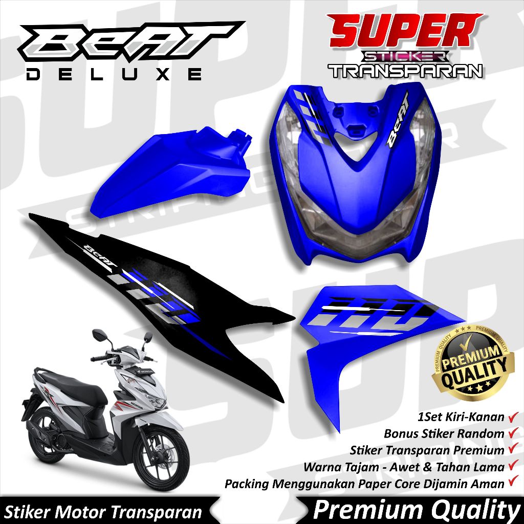 Stiker Transparan Beat Deluxe Anti Luntur keren Striping Beat Deluxe 2021 - 2023 Striping Honda Beat