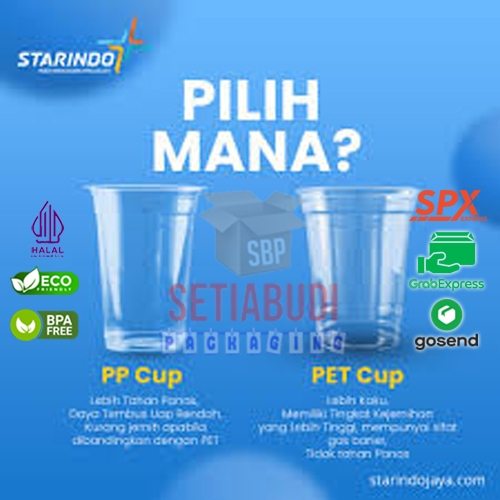 CUP PET STARINDO 12 OZ 16 OZ STRAWLESS LID ANTI TUMPAH / Gelas Starindo Datar / Gelas Plastik Pet