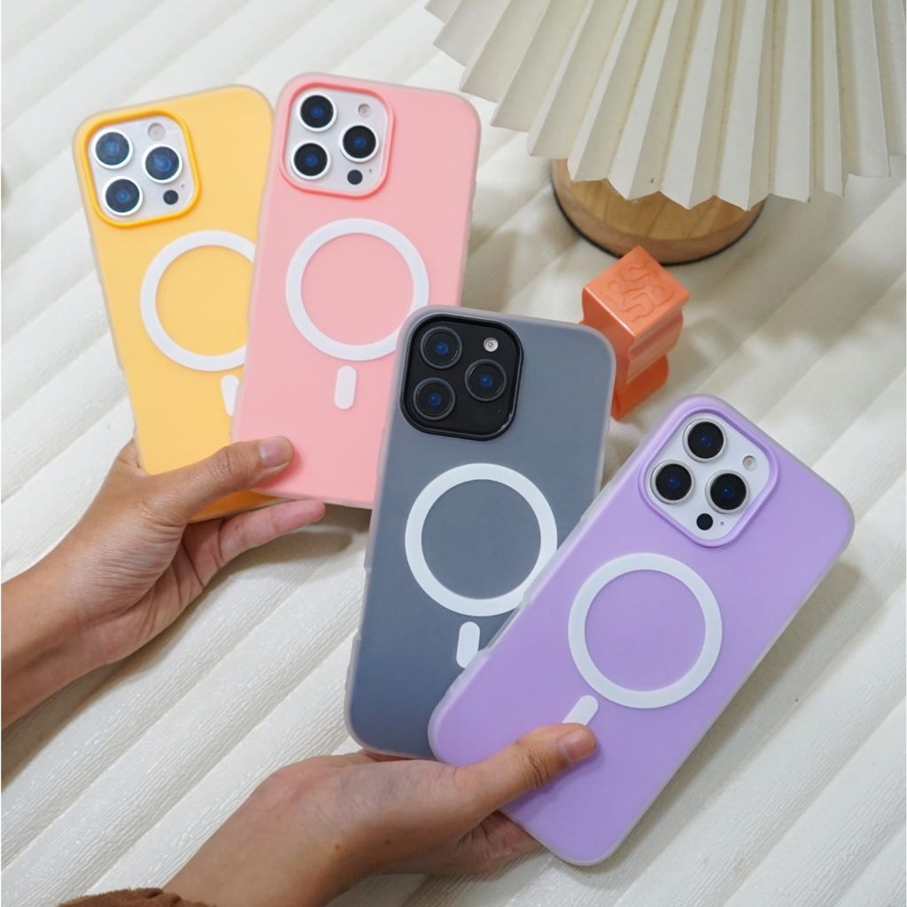 Matte Jelly Case  2 in 1 motif Magsafe For Iphone - jelly case frosted soft color case iphone - matt
