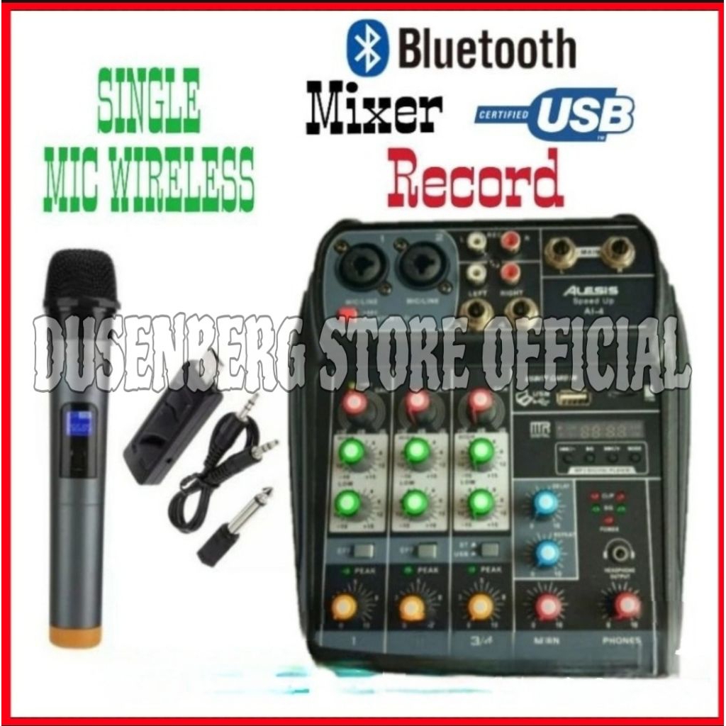 Mixer 4 Channel Speed Up AL-4 Mixer Single Mic Wireless Usb Record