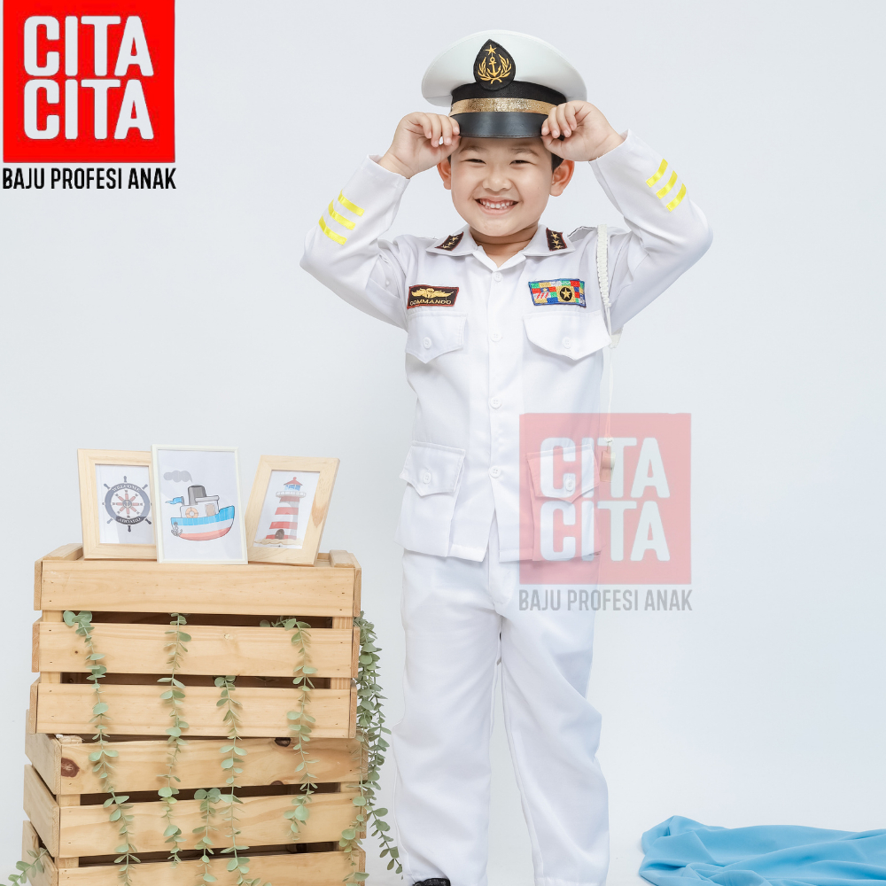 CITA CITA Baju Profesi PDH TNI AL Setelan Karnaval Putih Custom Paud TK