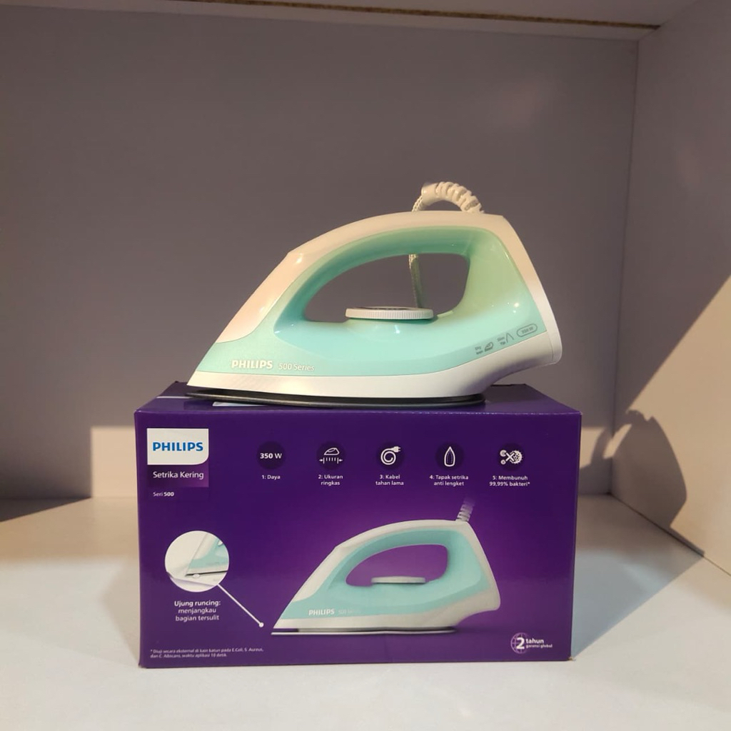 Setrika Philips / Setrika Listrik Kering / Setrika Philips Seri 500 Non Stick Anti Lengket DST0510
